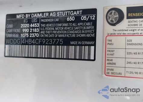 2012 Mercedes-Benz C 250 из США, поврежденный, VIN WDDGJ4HB4CF923775